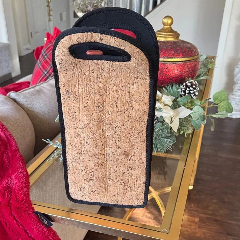 Cork Wine Tote with Black Trim